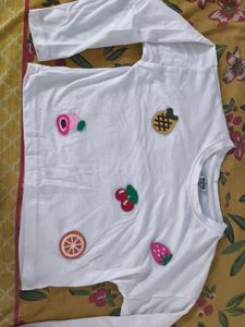 Cute Fruit Applique Long Sleeve T-Shirt