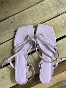 Lavender Strappy Square Toe Sandals