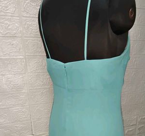 Turquoise spaghetti Strap Gown