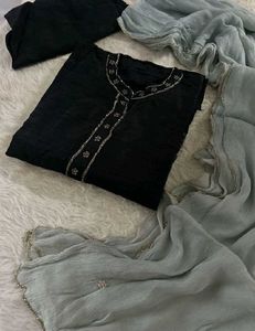 Elegant Black Kurta Set with Dupatta