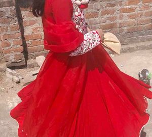 Red Embroidered Kurta Set