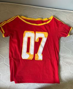 Red & Yellow Sporty Graphic Tee – 07 Print