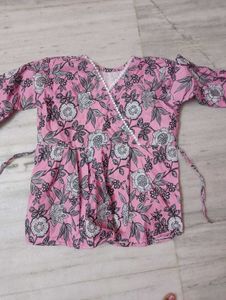 Pink Floral Print Top