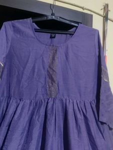 Purple Kurta Set with Golden Border