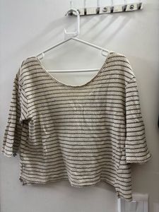 ZARA Knit Striped V-Neck Cropped Top