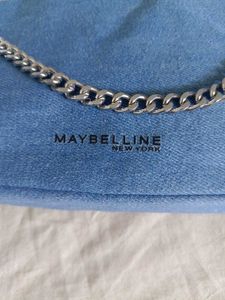 Blue Denim Shoulder Bag with Chain