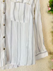 Chic Striped Lace-Up Blouse