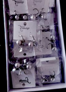 Elegant Pearl & Crystal Earrings Set 24 pairs