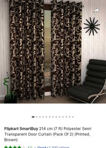 Door  🚪 Elegant Brown &amp; Cream Curtains of 1