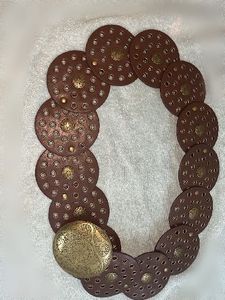 Boho Leather Belt with Medallion Clasp