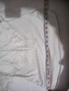 White Lace Fringe Poncho Top
