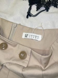 Pleated Tan Mini Skirt