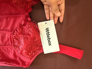 Red Lace Trim Corset Top