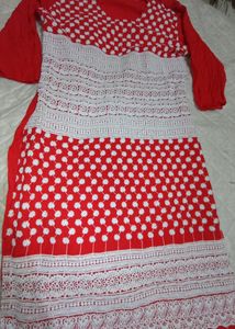 Red chickenkari Kurta