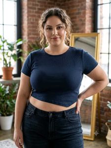 h&m xxl Blue Cropped T-Shirt