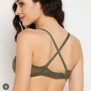 Olive Green Lace Bra