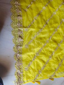 Organza Lemon Yellow  2.5 Miter Duptta