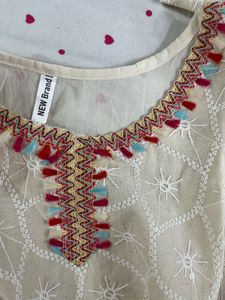 Elegant White Chikankari Kurta with Sequins