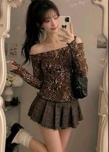Leopard Print Off-Shoulder Top