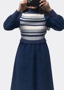 Vintage Style Blue Striped Dress