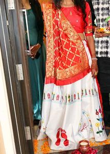 kanku pagla Beautiful Red & White Lehenga Choli