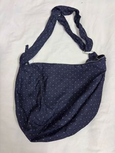 Navy Polka Dot Hobo Bag