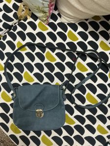 Stylish Blue Suede Crossbody Bag
