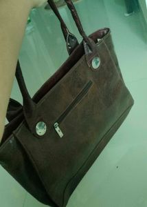 Brown Faux Leather Imported bag