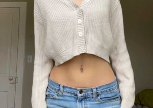Cream Cropped Knit Cardigan