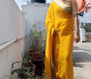 Vibrant Yellow Saree with Embellished Border