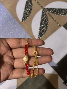 Red Beaded chain Bracelet