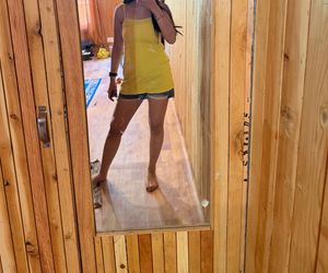 Cute Yellow Spaghetti Strap Tunic Top