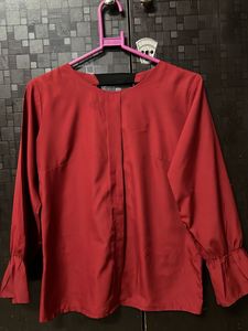 Elegant Red Bell Sleeve Top