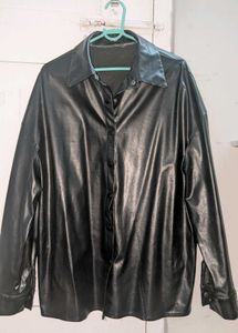 Black Faux Leather Shirt
