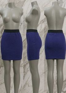 (700)Blue Mini Skirt with Textured Detail
