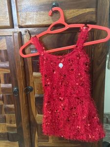 Girls' Red Sequin Dress with Cape