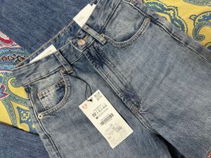 Wide Leg Blue Denim Jeans