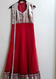 Red &amp; Silver Maxi Dress