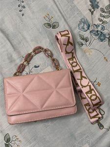 Chic Pink Quilted Shoulder Bag with Chain