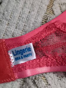 Coral Lace Bra and Panty Set
