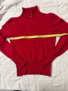 Red Turtleneck Knit Sweater