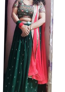 Green Crop Top And Lehenga💚