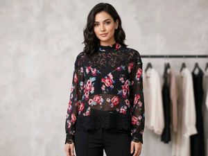 Floral Lace Sheer Blouse