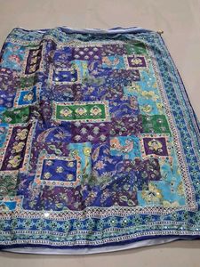 Beautifully Printed Saree with Mirror Work