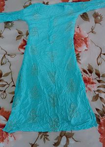 Lime Green Kurta with Blue Stripe