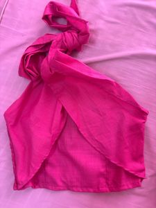 Chic Pink Halter Neck Crop Top