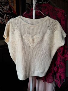 Cream knit heart sweater