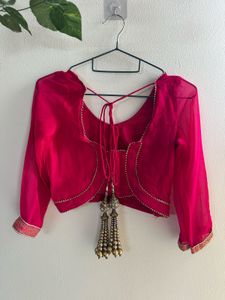Heavy Bridal Vibrant Pink Ethnic Blouse