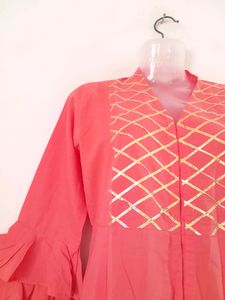 Pink Laced Kurta Set (Women's)