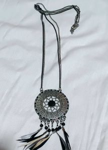 Boho Dreamcatcher Pendant Necklace with Feathers